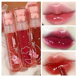Yasovigi 6pcs Jelly Lip Gloss Bear Lip Stain Hidratante Watery Lipstick Impermeable Larga Duración Mejillas Cosméticos Belleza Tinte de Labios Maquill