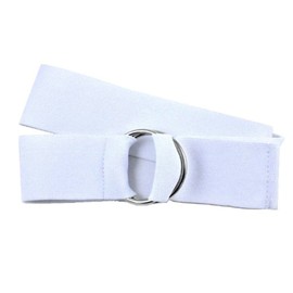 NYFASHION101 Cinturón elástico de lona unisex con hebilla redonda de metal plateado, Blanco, Talla única