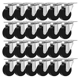 Online Best Service - Ruedas giratorias de 2 pulgadas de hule duro, base y placa superior con cojinetes, paquete de 24, 24 unidades - neg...