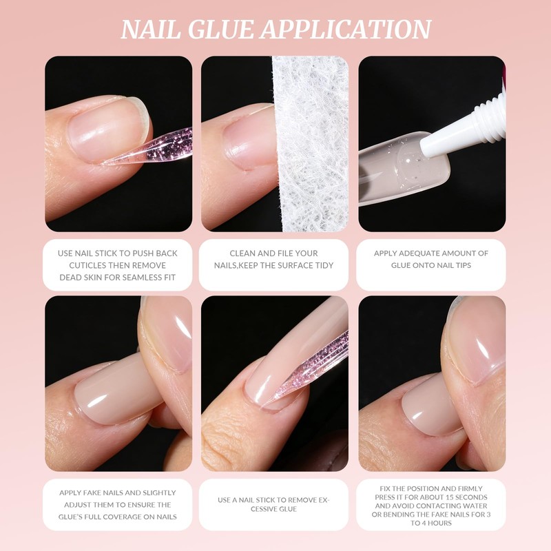 600pcs Nail Sticky Tabs with 3X10g Nail Glue for Press