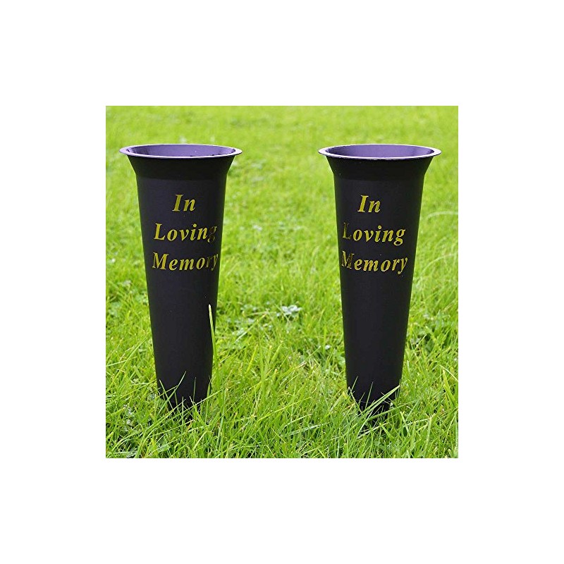 Set of 2 Black In Loving Memory Spiked Memorial Grave