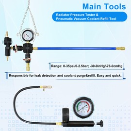 JoyFans Coolant Pressure Tester Kit, Cooling System Coolant Vacuum Refill Kit Automotive Tools Works on Radiator Leak Test & Coolant Fill Purge Service for Cars Trucks Airlift