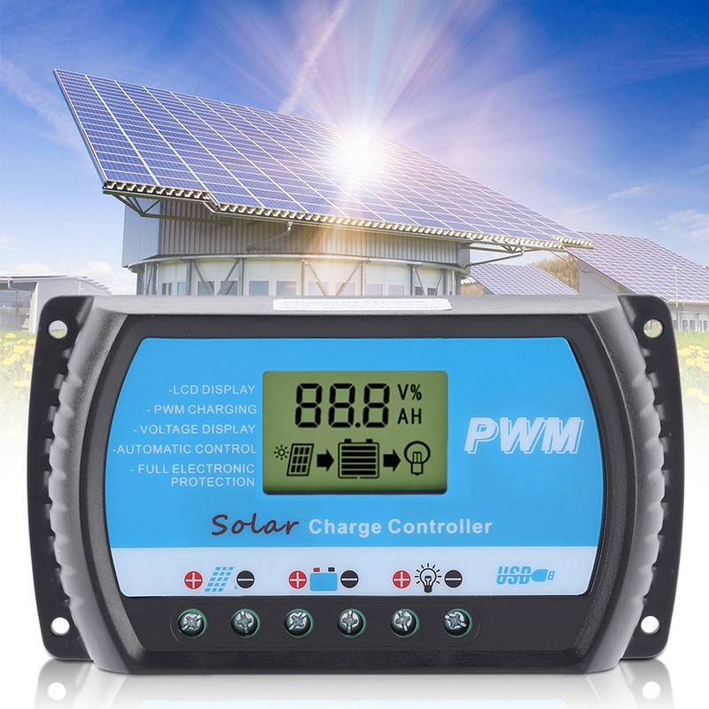 12V 24V PWM Solar Controllers LCD Display Solar Charge Controller