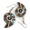 55mm L/Beige/Black/Brown/Abalone Shell Shape Sea Shell Earrings/Handmade/Slight Variation In Colour/Natural