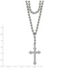 Real Stainless Steel Cross Crystal Two Bead Chain Necklace -
