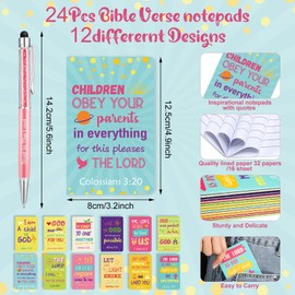 Faccito 48 Pcs Christmas Notebooks and Pen Sets Bible Verses Notepads with Christian Quote Pens Motivational Mini Notebook Christian Gift for Women Kids Christmas Thanksgiving School Office Favor