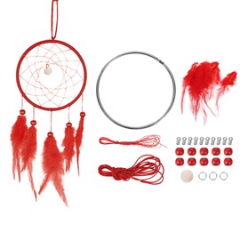 PATIKIL DIY Dream Catcher Kit Making Dream Catcher Supplies Wall Hanging Handmade Dream Catcher Kit for Beginners Style 3 Red
