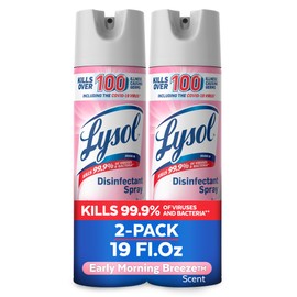 Lysol Disinfectant Spray, Sanitizing And Antibacterial Spray, For Disinfecting And Deodorizing, Early Morning Breeze, 19 Fl Oz (Pack Of 2), Packaging May Vary