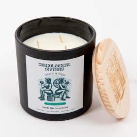 Snarky Humans Unbiological Sisters Candle 24oz Soy Wax Candle with Glass Jar & Wooden Lid, Triple Wick for Clean & 120+ Hours Burn -Hilarious & Unapologetic Gifts for Men, Women, Friends & Loved Ones