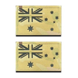 2 PCS Glow in Dark Australia Flag Patch Infrared IR Australian National Country Morale Badge Tactical Military Army Uniform Fastener Emblem for Clothes Backpack Hat Jacket Vest Travel (Camo)