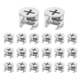 sourcing map Furniture Cam Lock Fasteners 15 x 12mm, 20Pcs Cam Lock Nut Connectors Fittings, Joint Connector Locking Nuts for Cabinet, Drawer, Wardrobe, Panel Connecting, Silver