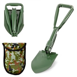 Folding Shovel Multifunctional Folding Shovel Portable Camping Shovel Foldable Garden Shovel Hand Shovel with Carry Bag for Outdoor Camping Garden Car Emergency (Green)