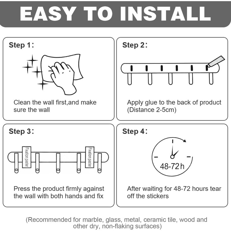 4-Pack White Aluminum Wall Mounted Coat Rack, Space Saving Telescopic