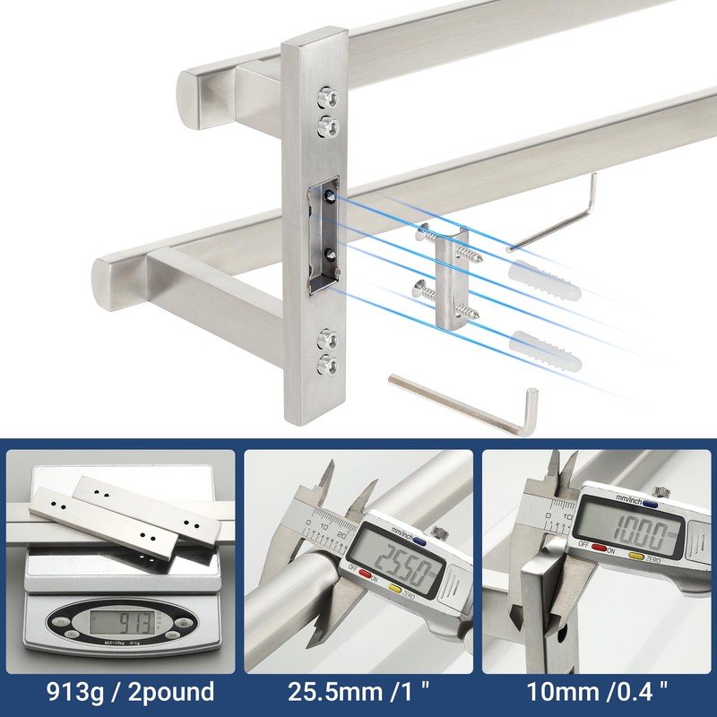SAYAYO Double Towel Bar for Bathroom, 24 Inch Brushed Nickel