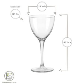 Bormioli Rocco Novecento Stemware Nick & Nora Glass, Set of 4, 4 Count (Pack of 1), Clear