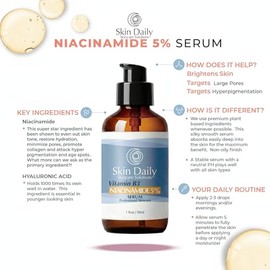 Niacinamide Vitamin B3 Cream Serum for Face 5%- 1 Oz - Visibly Beautify Pores and Wrinkles and Other Signs of Aging - Superior Moisturizing Skin Brigh