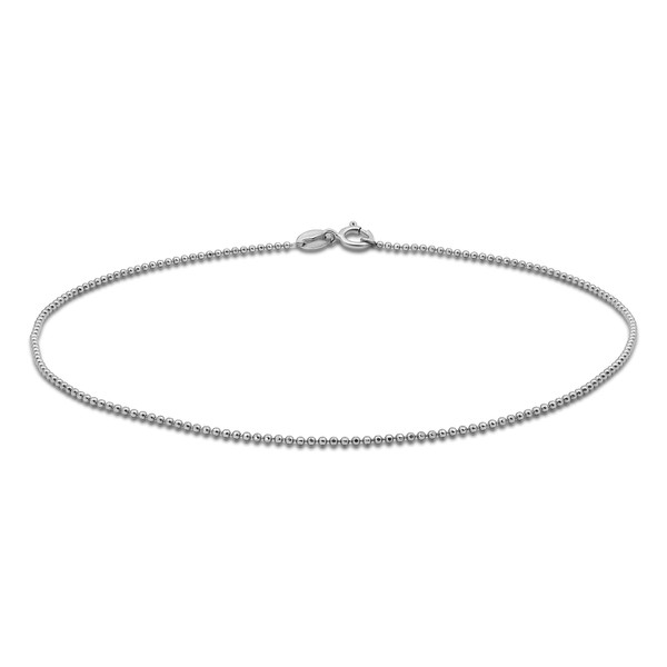 Sterling Silver 1mm Round Ball Bead Chain Anklet for Women,