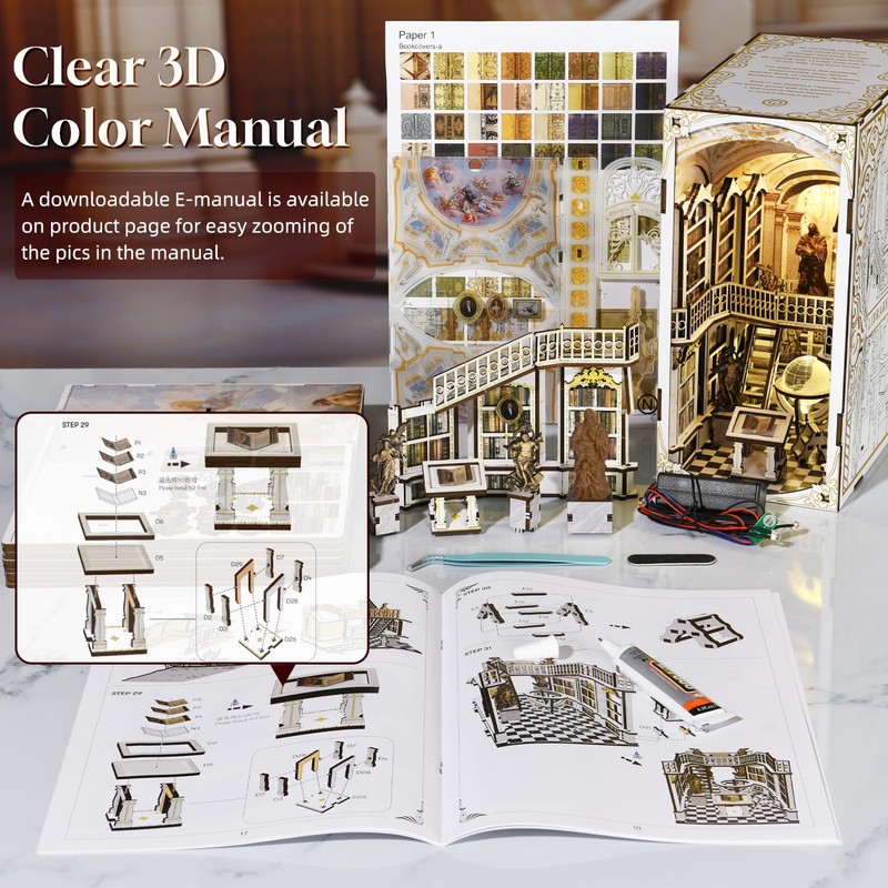 MiniCity DIY Book Nook Kit for Adults, 3D Wooden Puzzle