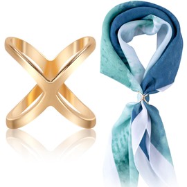 Joez Wonderful Scarf Ring Scarf Clip, Scarf Ring Clip Scarf Slide Buckle for Women, Large Gold X Shape Silk Scarf Clasp Holder Scarves Pin Shawl Buckles Holder for Clothing Decoration