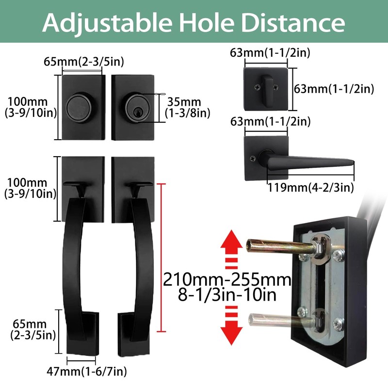 NEWBANG Exterior Double Door Lever Handleset,Solid Door Handle Lock Set