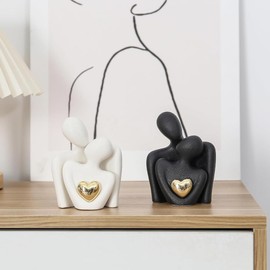 Lyaciomn Mini Abstract Sculpture Tv Stand Decor Knick Knacks Couples Love Office Show Pieces Black B
