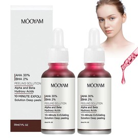 Fruit Acid Scrub Face, Pack of 2 Fruit Acid Face Serum, Exfoliating Face Scrub Liquid, AHA 30% + BHA 2% Peeling Solution, Suitable for a Variety of Skin Types