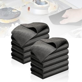Bajorp Thickened Magic Cleaning Cloth,Bsorbent Magic Cleaning Glass Cloth,Reuseable Streak Free Magic Fiber Microfiber Cleaning Cloth for Kitchen, Window, Glass, Cars (Black-10Pcs,12x12 in)