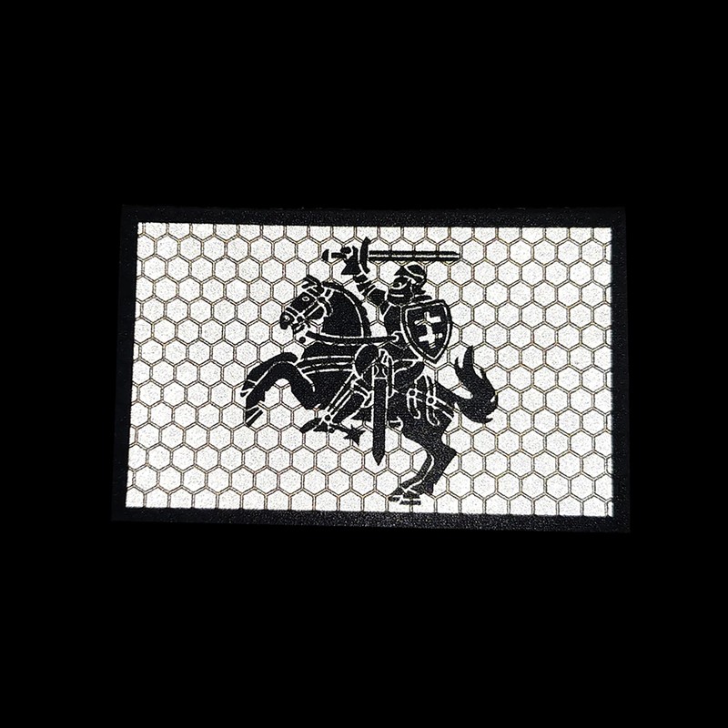 ODSP Lithuania Flag Reflective Laser Cut Hook Loop Tactical Patch