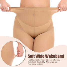 MANZI Plus Size Tights Women Opaque Tummy Control Tights 2 Pairs,Suntan,4XL