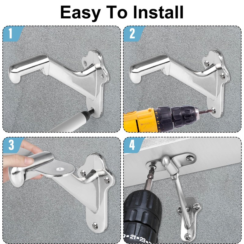 RealPlus Handrail Bracket 3" Staircase Hand Rail Brackets Wall Mounted
