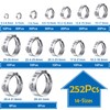 Seept 252Pcs 14-Sizes 304 Stainless Steel Single Ear Hose Clamps