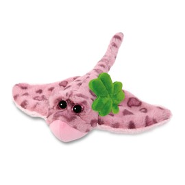 DolliBu Pink Rose Stingray Stuffed Animal with Green Plush Shamrock and Name Personalization, Fun St Patricks Day Stuffed Animal Stingray, Cute Good Luck St Patricks Day Toys for Kids, Baby - 15 Inch