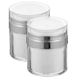 KALLORY Airless Pump Jars, 50 ML 2 Pack Empty Cosmetic Jar Containers Refillable Airless Lotion Jar With Lid for Creams Gels Lotions