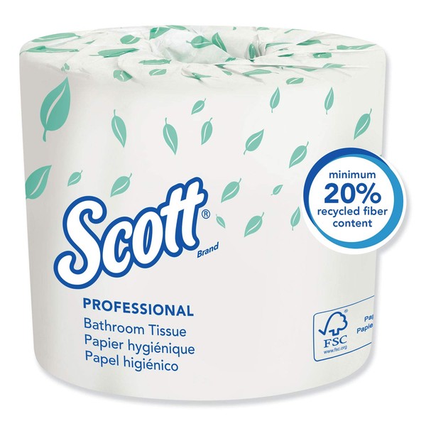 Scott, 04460RL, Essential Standard Roll Bathroom Tissue, 2-Ply, White, 550 Sheets/Roll, Sold As 1 Roll