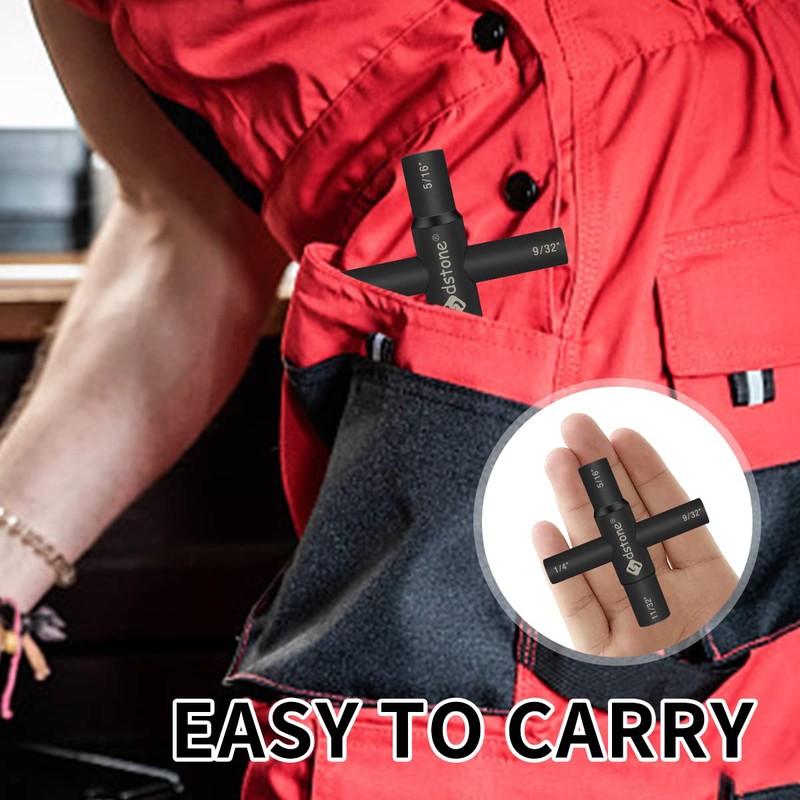 Sdstone 4 Way Sillcock Water Key, Steel, Black, 2 Pack