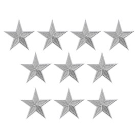 PATIKIL Iron-on Patches, 10 Pack 5 Star Sew Embroidered Patches Appliques Embellishments for Clothing Jackets Hat Backpack Repairing Decorations, Silver