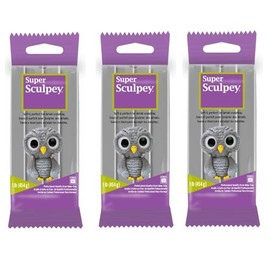 M02385x3 MOREZMORE 3lb Super Sculpey Grey Oven Bake Polymer Clay