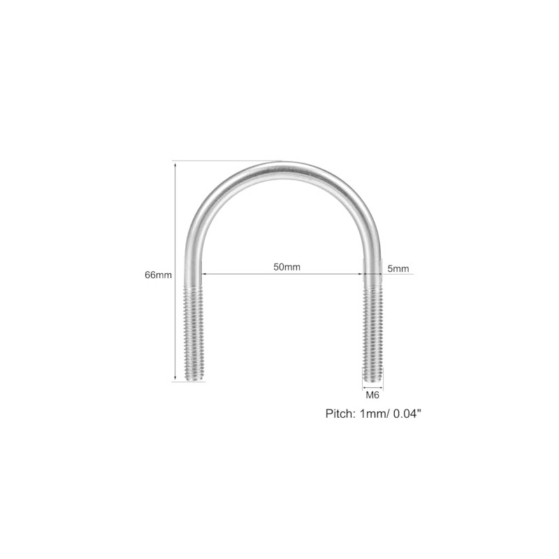 sourcing map Pack of 5 U-bolt M6 304 stainless steel
