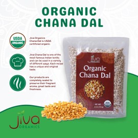 Jiva Organics Organic Chana Dal Indian 4 Pound Bag - Non-GMO Pesticide Free Premium Quality Yellow, 64 Oz