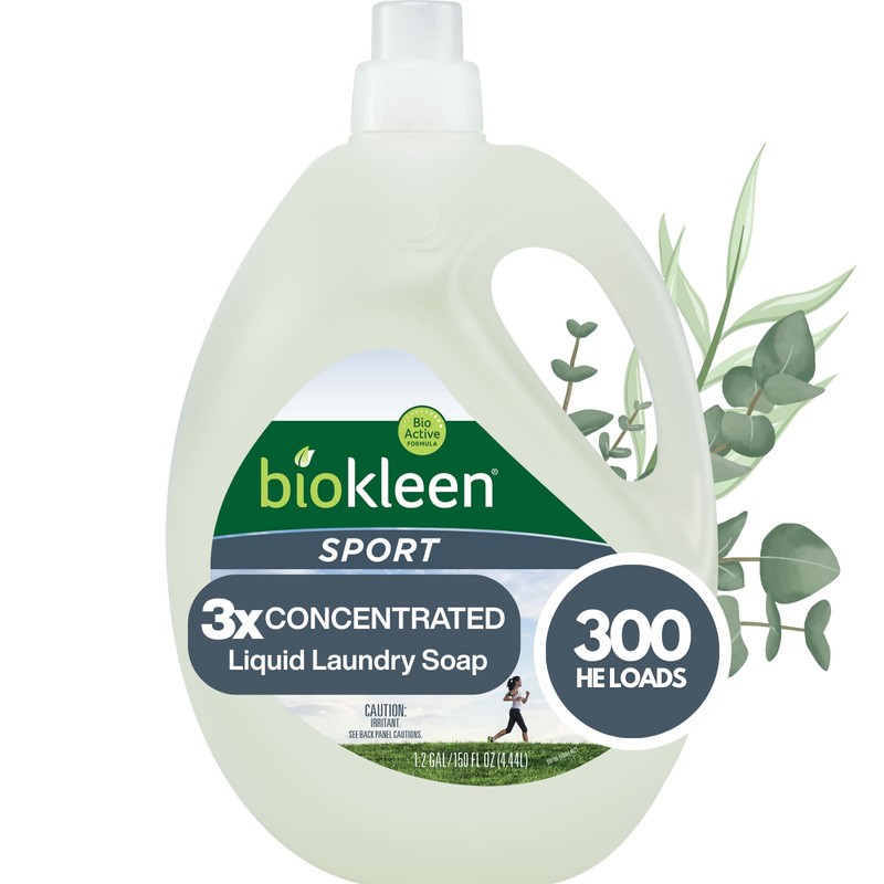Biokleen Natural Sport 3X Concentrated Laundry Detergent, 300 Loads, Bio