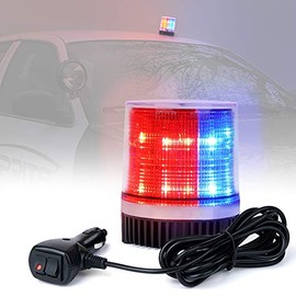 Xprite Red & Blue LED Rooftop Beacon Strobe Light Magnetic Base, Safety Warning Police Flashing Lights for Law Enforcement Vehicles Forklift Patrol Security Trucks Cruiser UTV ATV Snowplow Volunteer