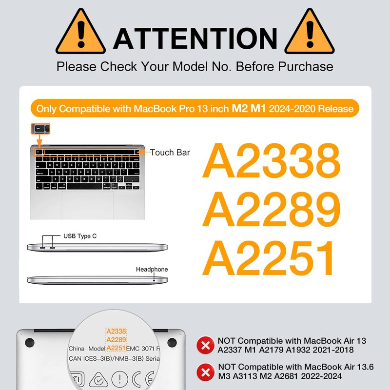 MOSISO Compatible with MacBook Pro 13 inch Case M2 2025,