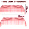 2pack Red and White Gingham Checkered Table Cloth Party,137*274cm Wipe