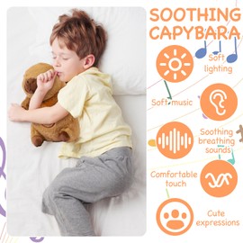 DOOCECIY Breathing Teddy Bear for Anxiety, Breathing Otter Sleep Buddy for Kids & Adults(Capybara)