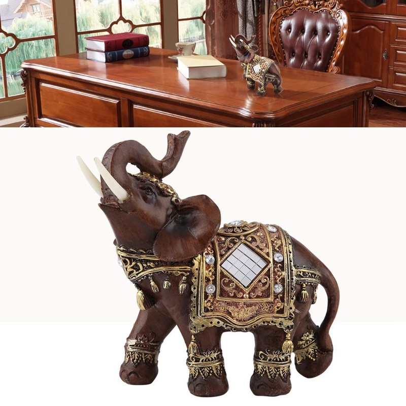 Caredy Elephant Statue Feng Shui Elephant Statue Happy Wood Grain