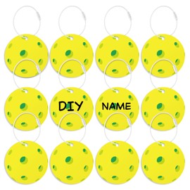 12PCs Pickleball Luggage Tags for Travel Suitcases Labels with Metal Ring 2.75in Pickleball Keychain PVC Name Id Card and DIY Pocket Hug Card, Backpack Charms for Men Women Travel Bag Suitcase