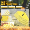 Leaf Rake,Unbreakable Nylon Graden Rake for Lawn,16.5” Wide,45” Long Handle,Yard