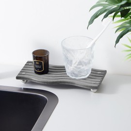 Water Absorbing Stone Tray for Sink,Quick Drying Diatomaceous Earth Coasters Sink Caddy Organizer,Soap Dish Holder & Toothbrush Holder for Bathroom Counter， Toiletries（Dark Grey, 8.67" L x 4.33" W）