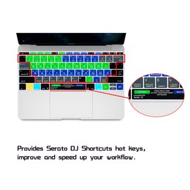 HRH Serato DJ Hotkey Silicone Keyboard Cover Skin for MacBook Pro 13" A1708 A1988 No Touch Bar 2018 2017 2016 Release and for MacBook 12" A1534 (2015)&A1931(2018) USA Layout Protective Skin