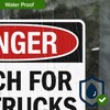Danger Watch For Lift Trucks Sign, 10x7 Inches, 4 Mil